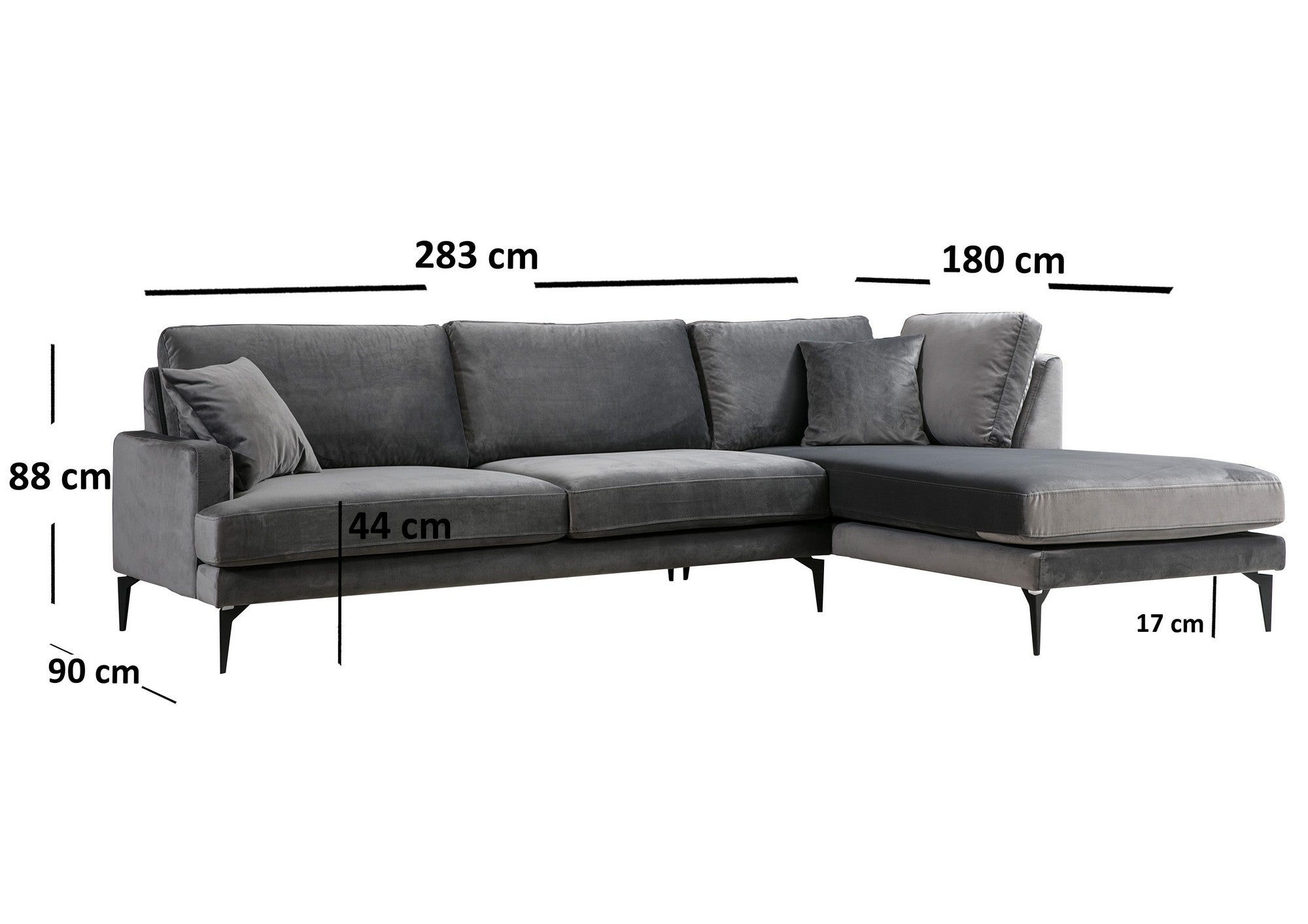 Papira Hörn Höger (L3+Chl) - Antracit Hörnsoffa