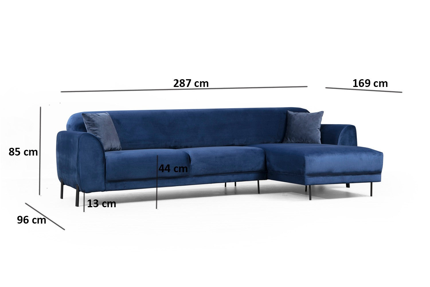 Bild Hörn Höger (L3-Chl) - Marinblå Hörnsängsoffa