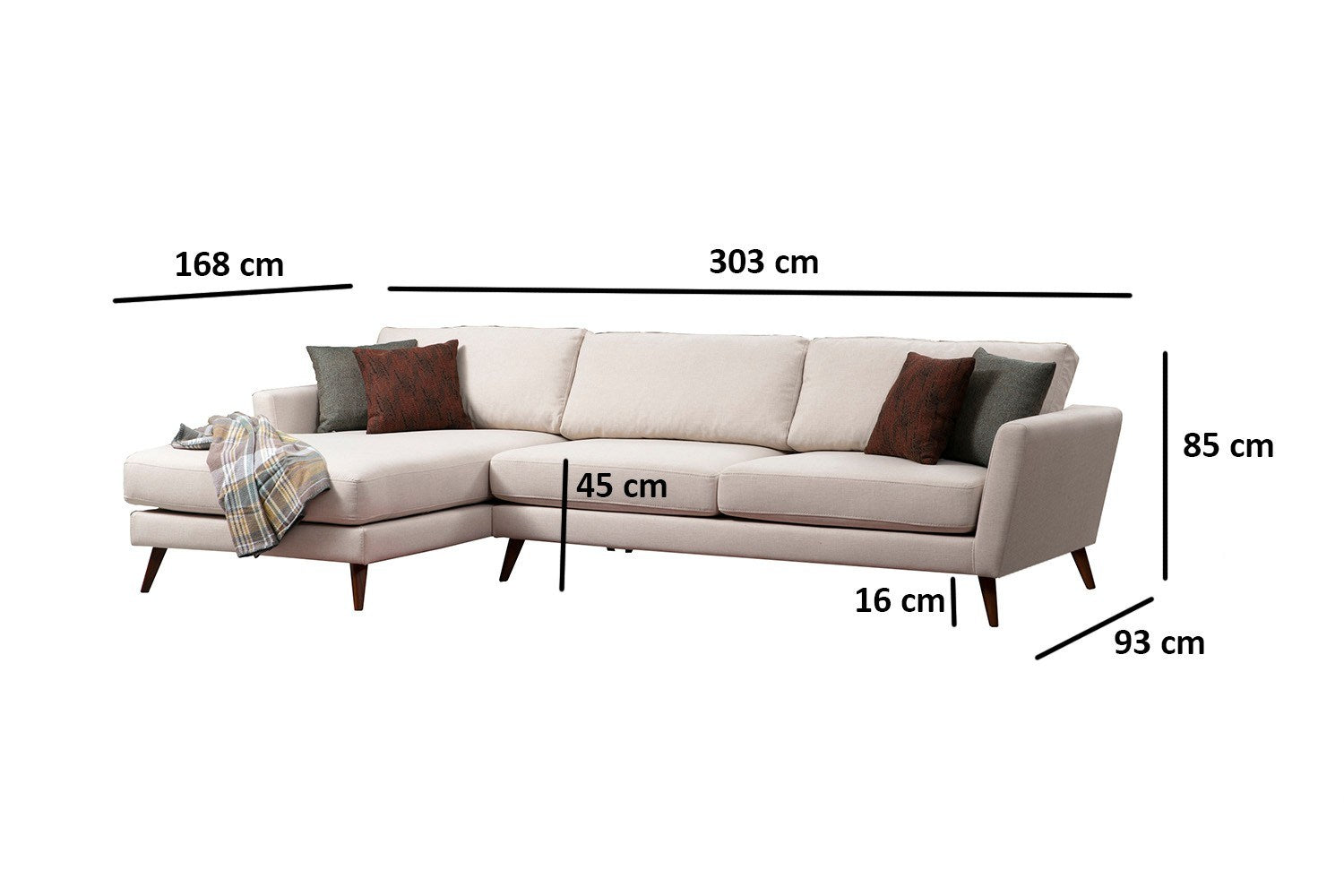 Mayorka Hörn Stor Vänster (Chl - 3R ) - Beige Hörnsoffa-säng
