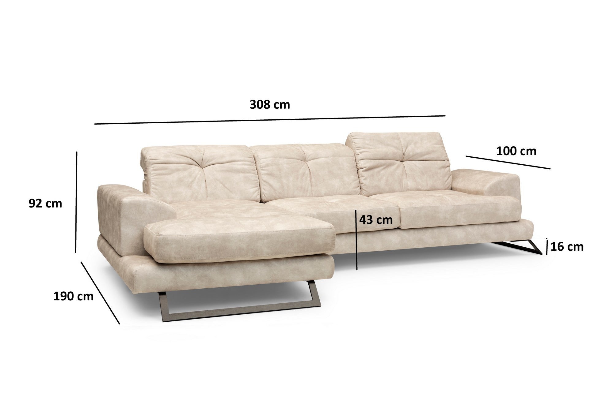 Frido Corner Left (Chl+3R) - Beige Hörnsoffa