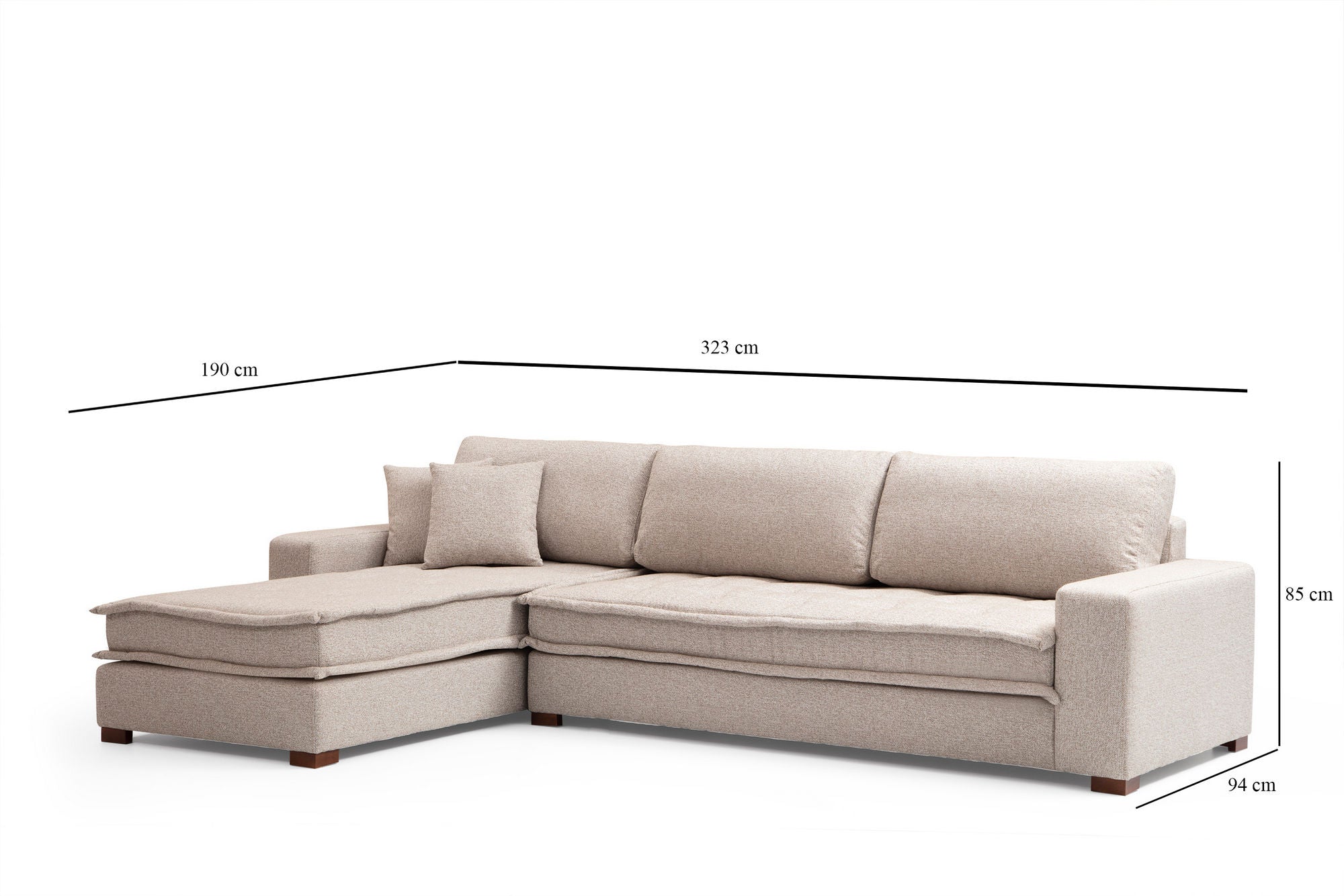 Lena Corner (CHL-3R) - Sand Beige Hörnsoffa