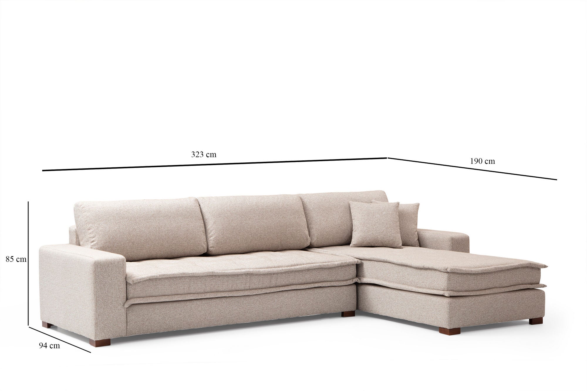 Lena Corner (L3-CHL) - Sand Beige Hörnsoffa