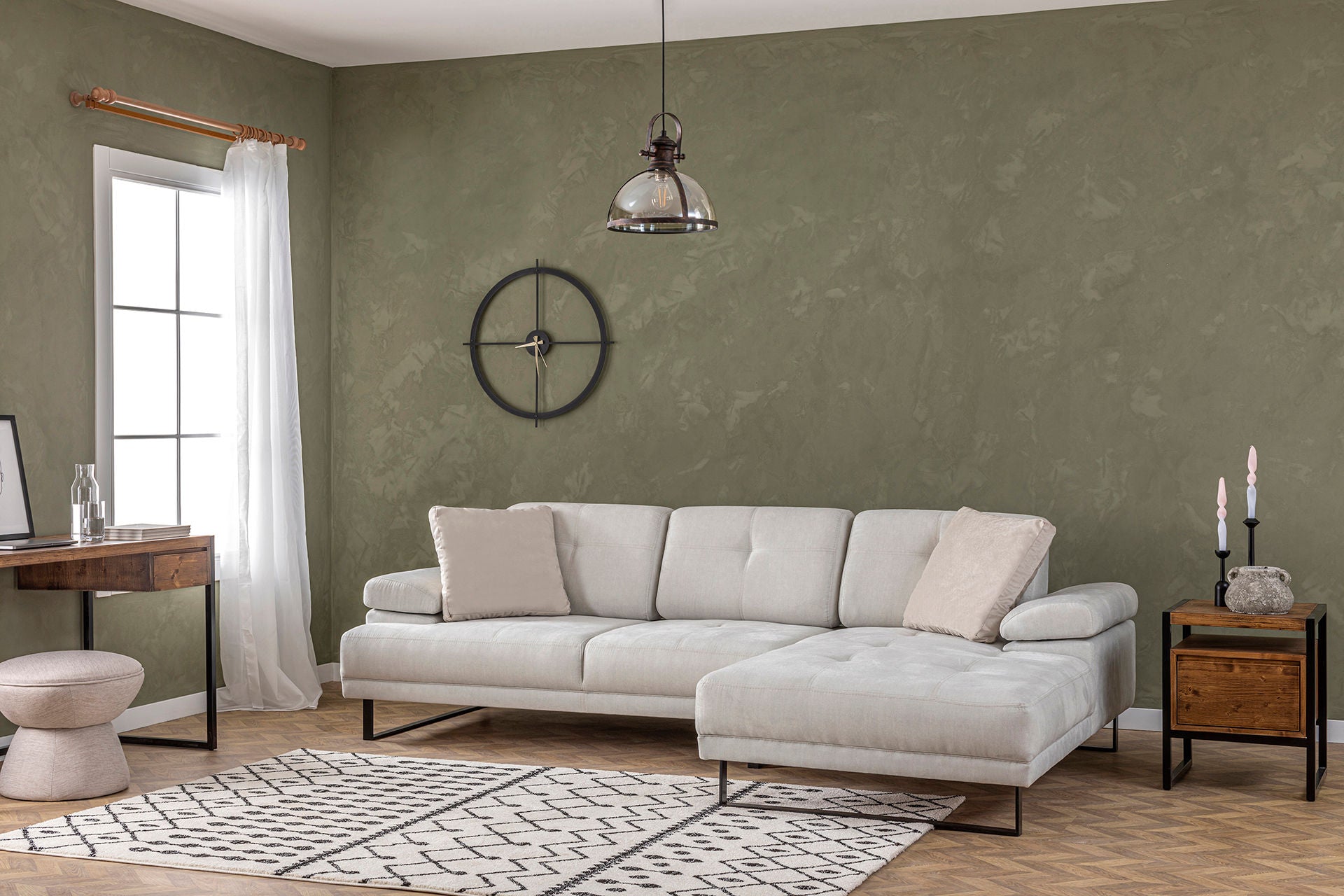 Mustang Large Höger - Beige Hörnssoffa