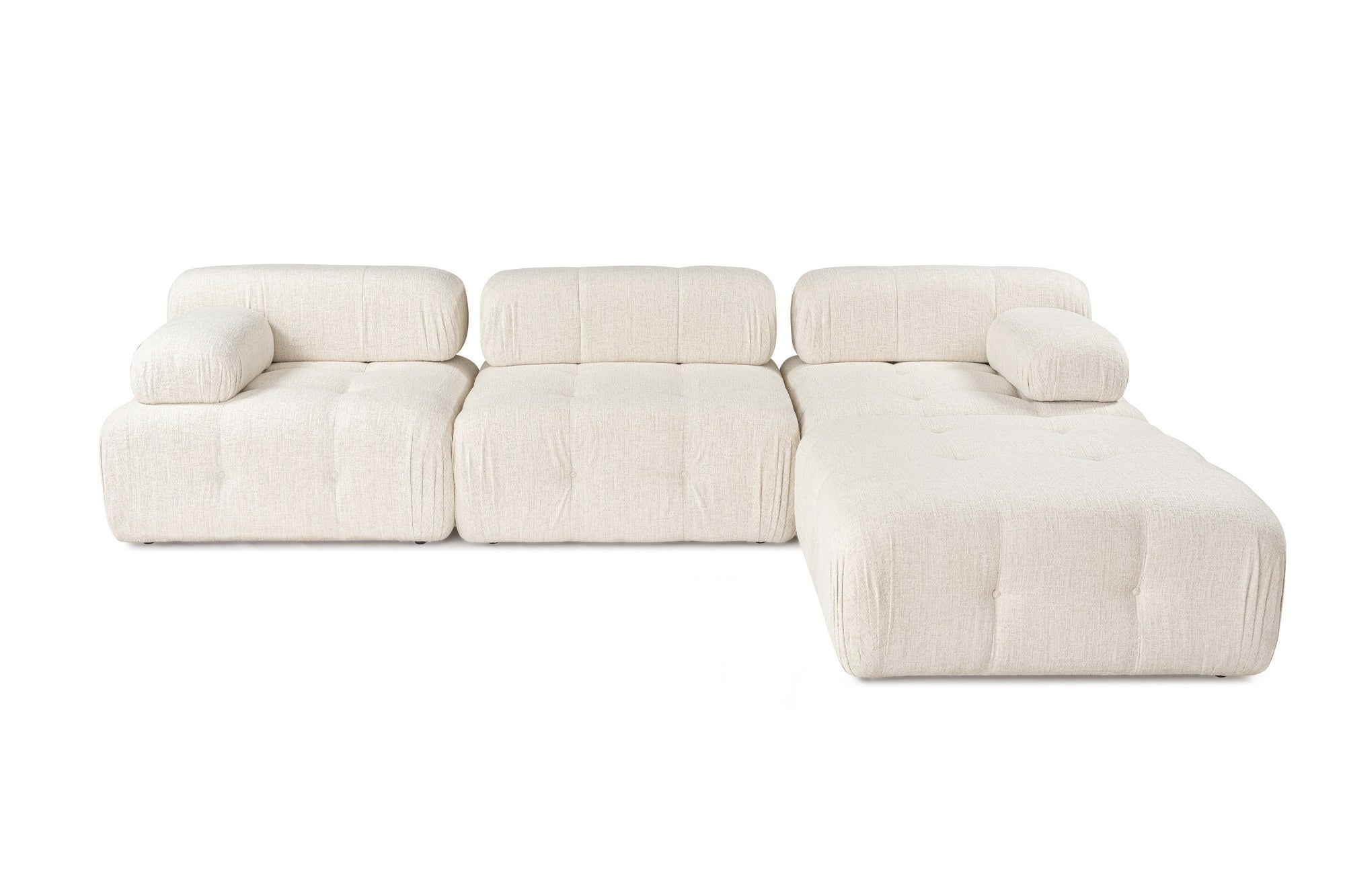 Doblo 3 Sittande med Puff (L1-O1-1R-Puff) - Krämfärgad Hörnsoffa