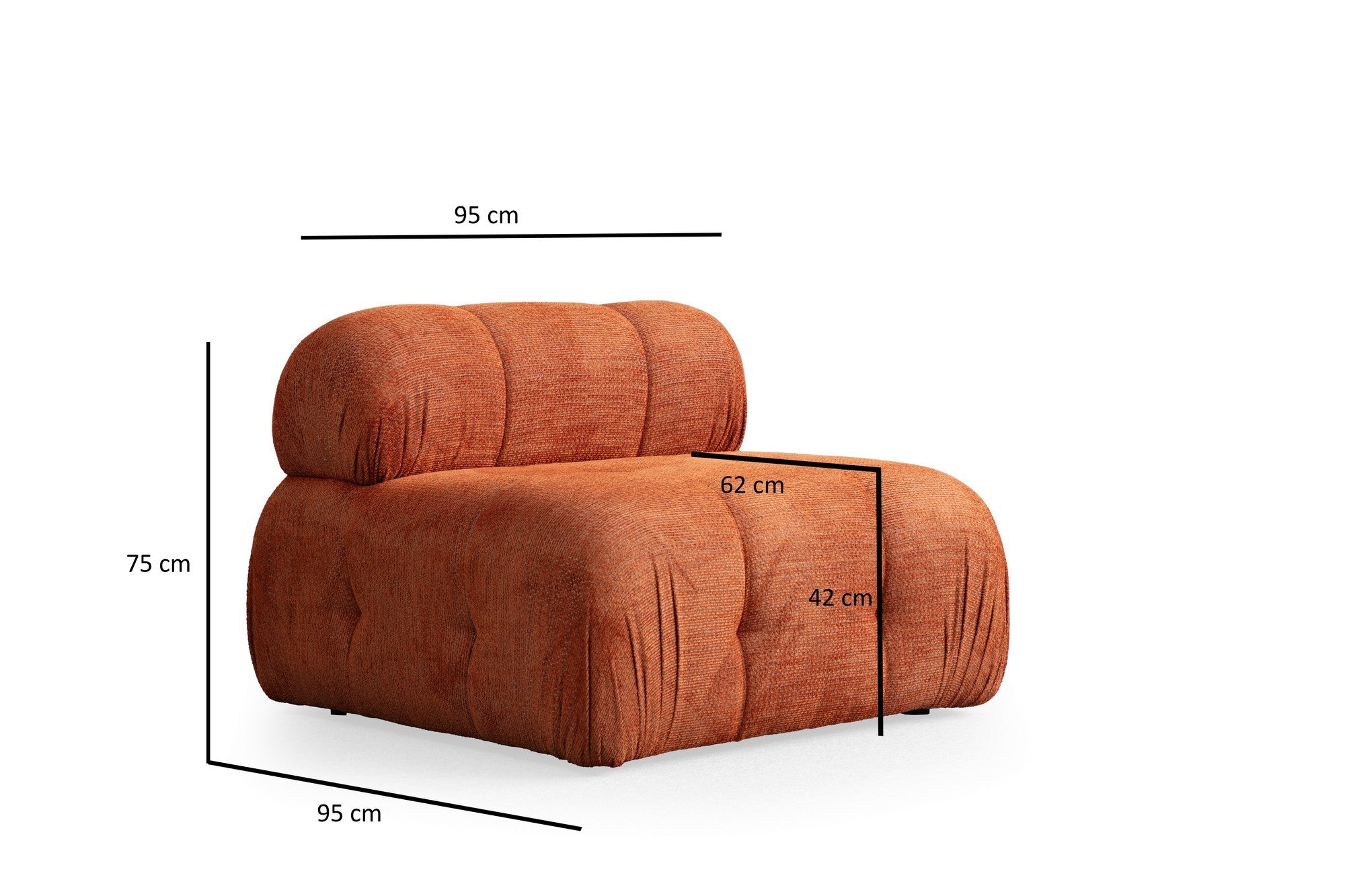 Petite 3 - Orange Hörnsoffa