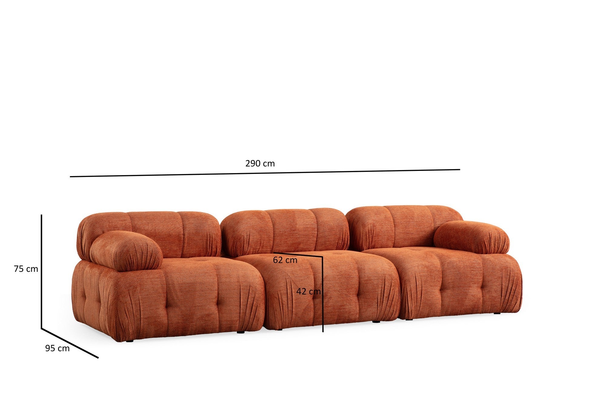 Petite 3 - Orange Hörnsoffa
