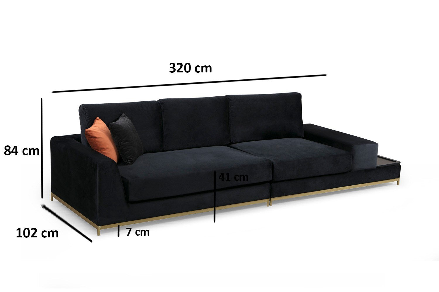 Line Med Sidoskåp - Svart 4-Sits Soffa