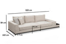 Line Med Sidoskåp - Beige 4-Sits Soffa