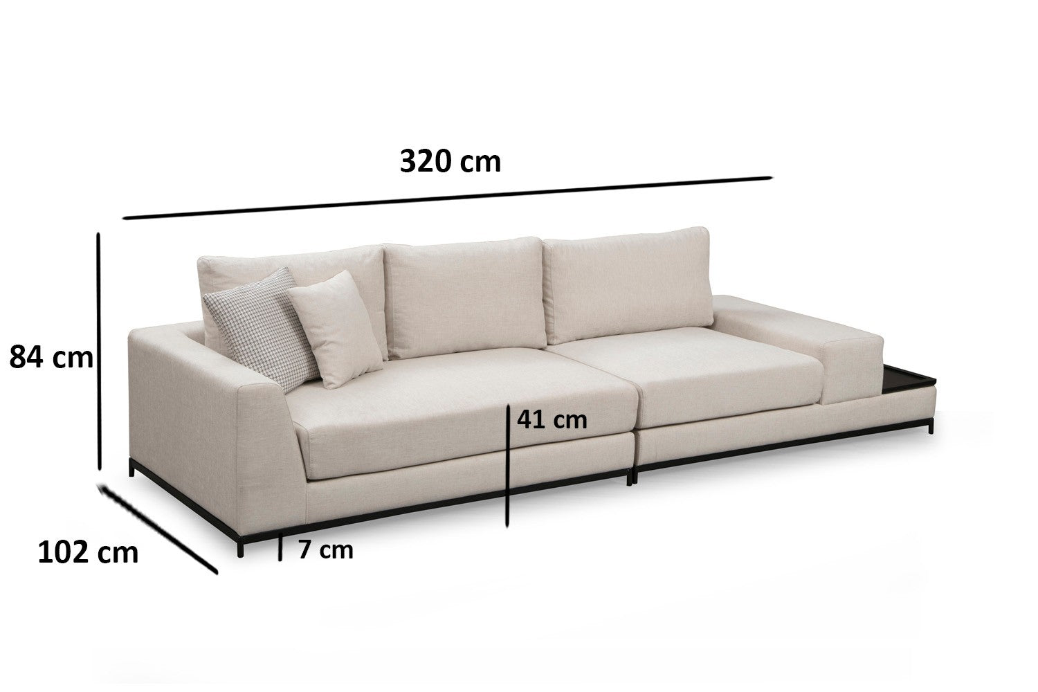 Line Med Sidoskåp - Beige 4-Sits Soffa