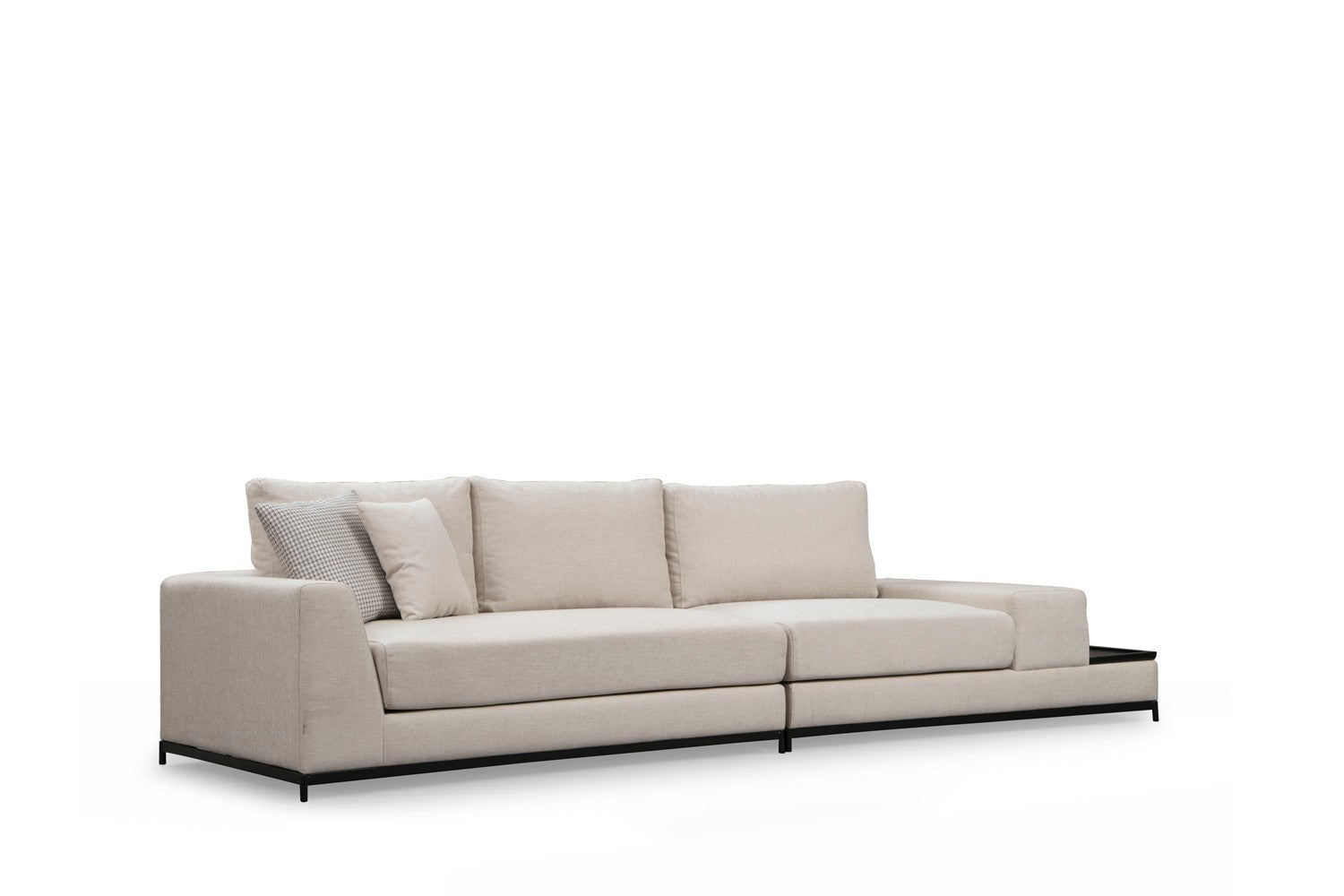 Line Med Sidoskåp - Beige 4-Sits Soffa