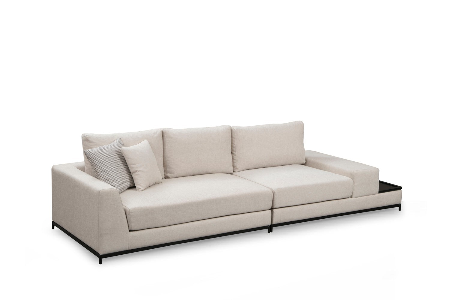 Line Med Sidoskåp - Beige 4-Sits Soffa