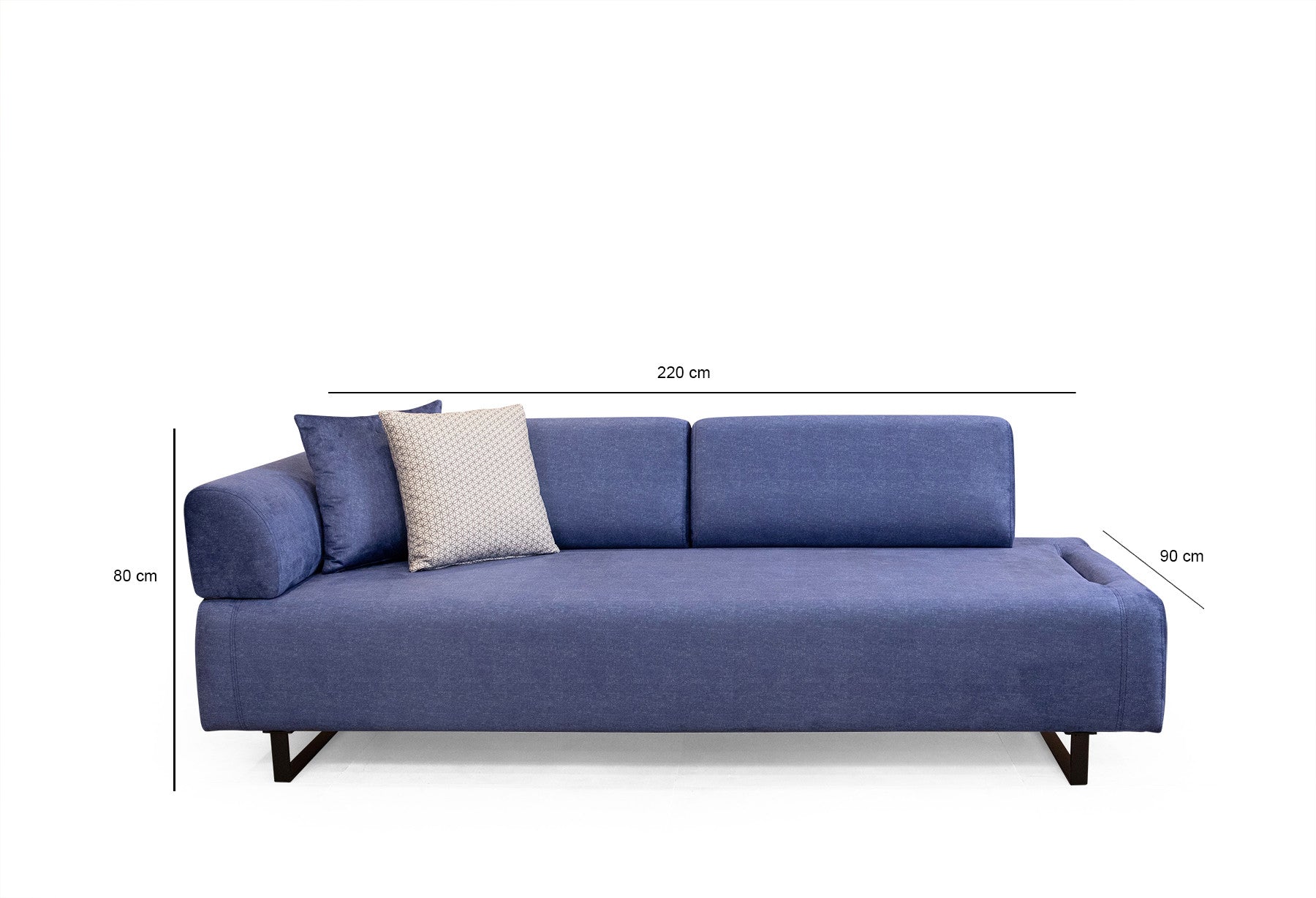 Infinity med sidobord - Blå 3-sits sängsoffa