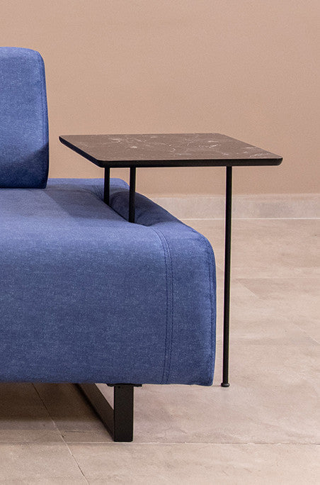 Infinity med sidobord - Blå 3-sits sängsoffa