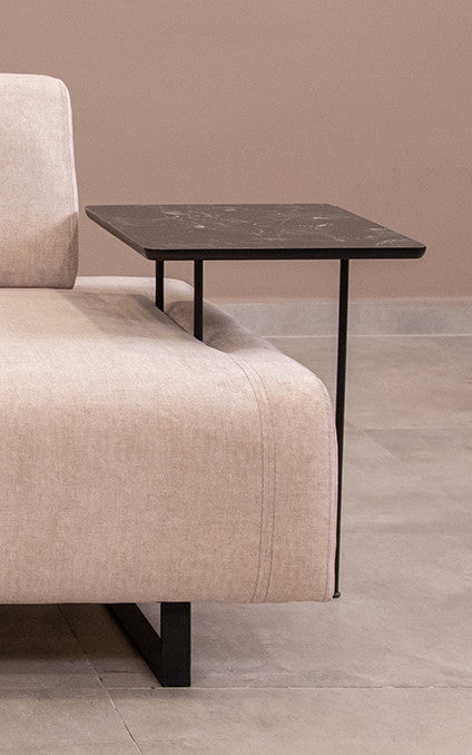 Infinity med sidobord - Beige 3-sits sängsoffa