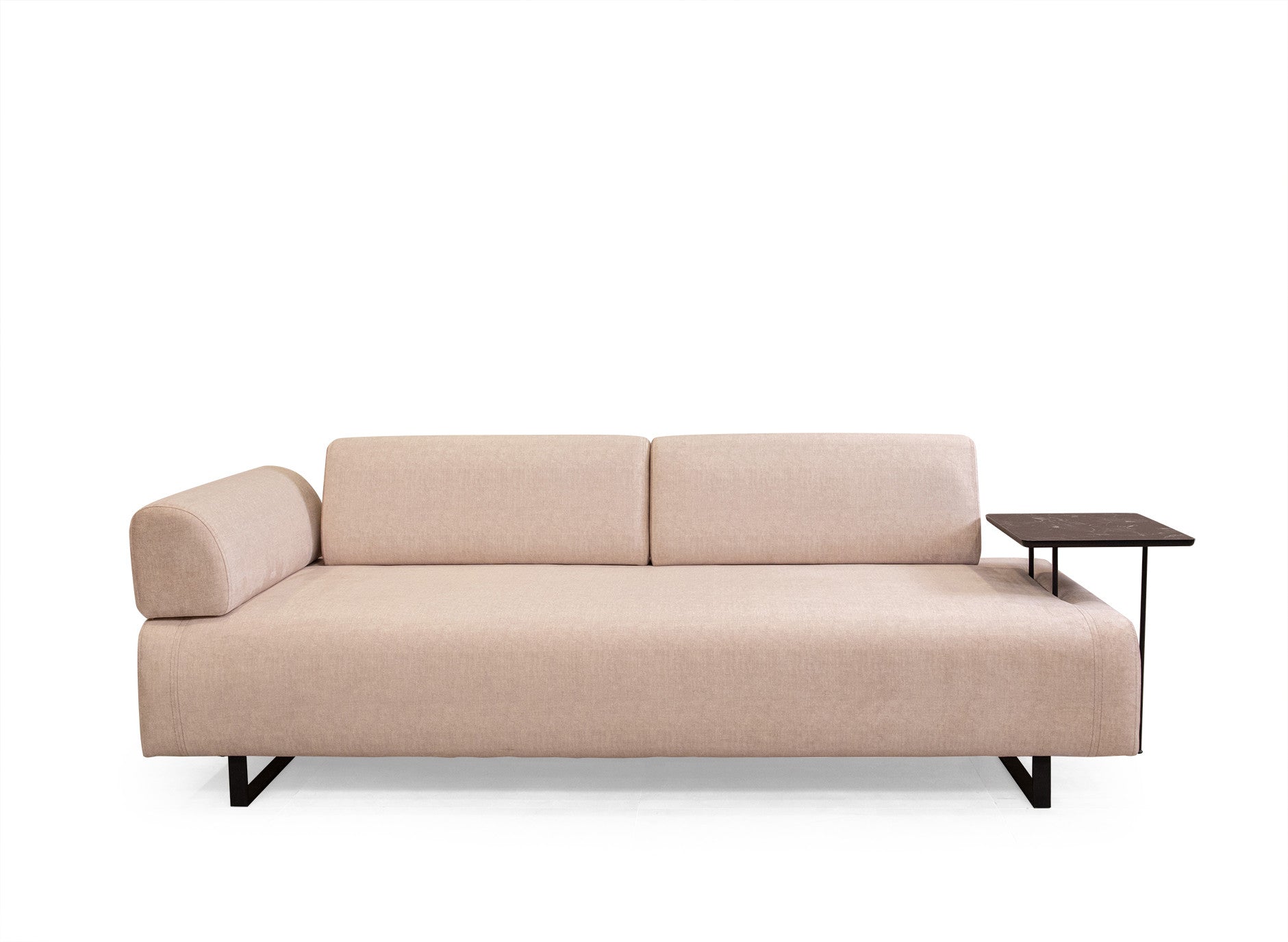 Infinity med sidobord - Beige 3-sits sängsoffa