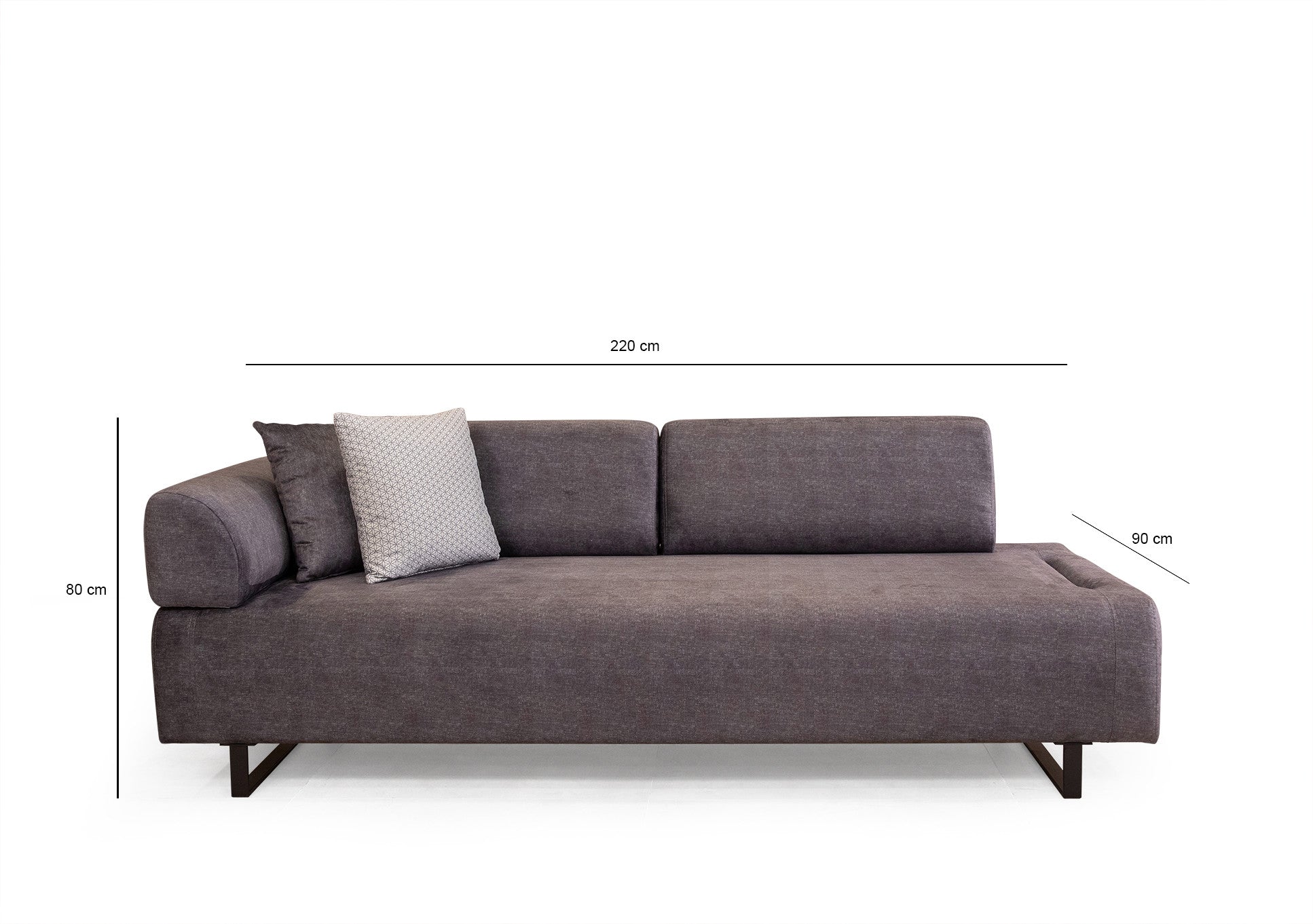 Infinity med sidobord - Antracit 3-sits sängsoffa