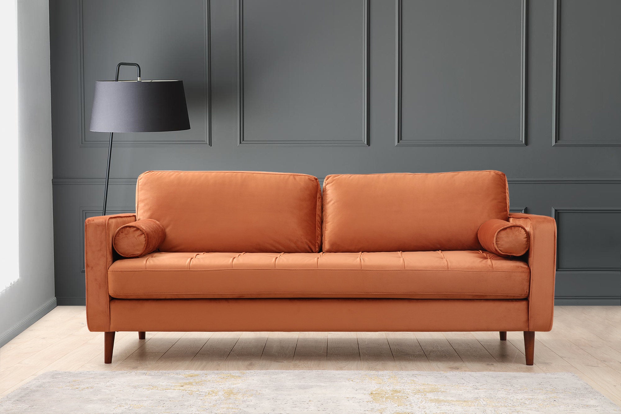 Rom - Orange 3-Sätes Soffa