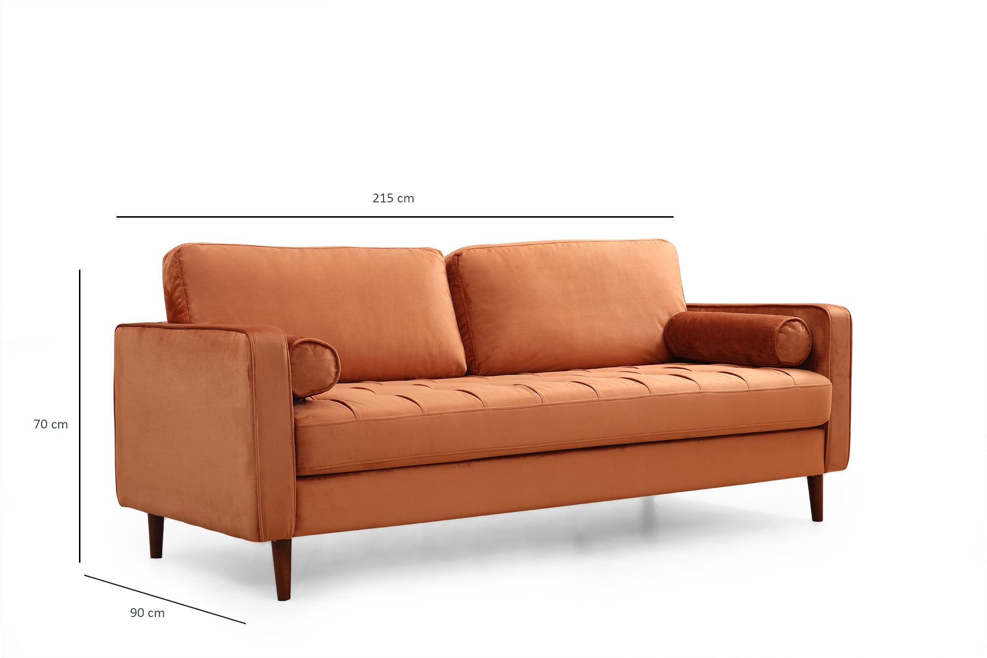 Rom - Orange 3-Sätes Soffa