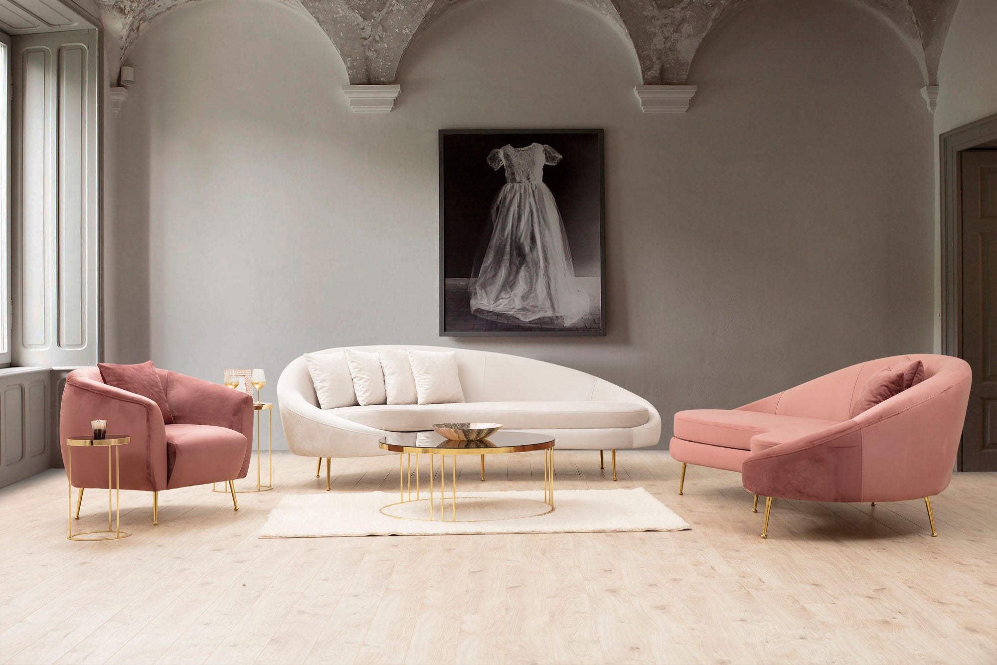 Eses Left - Beige 3-sits Soffa