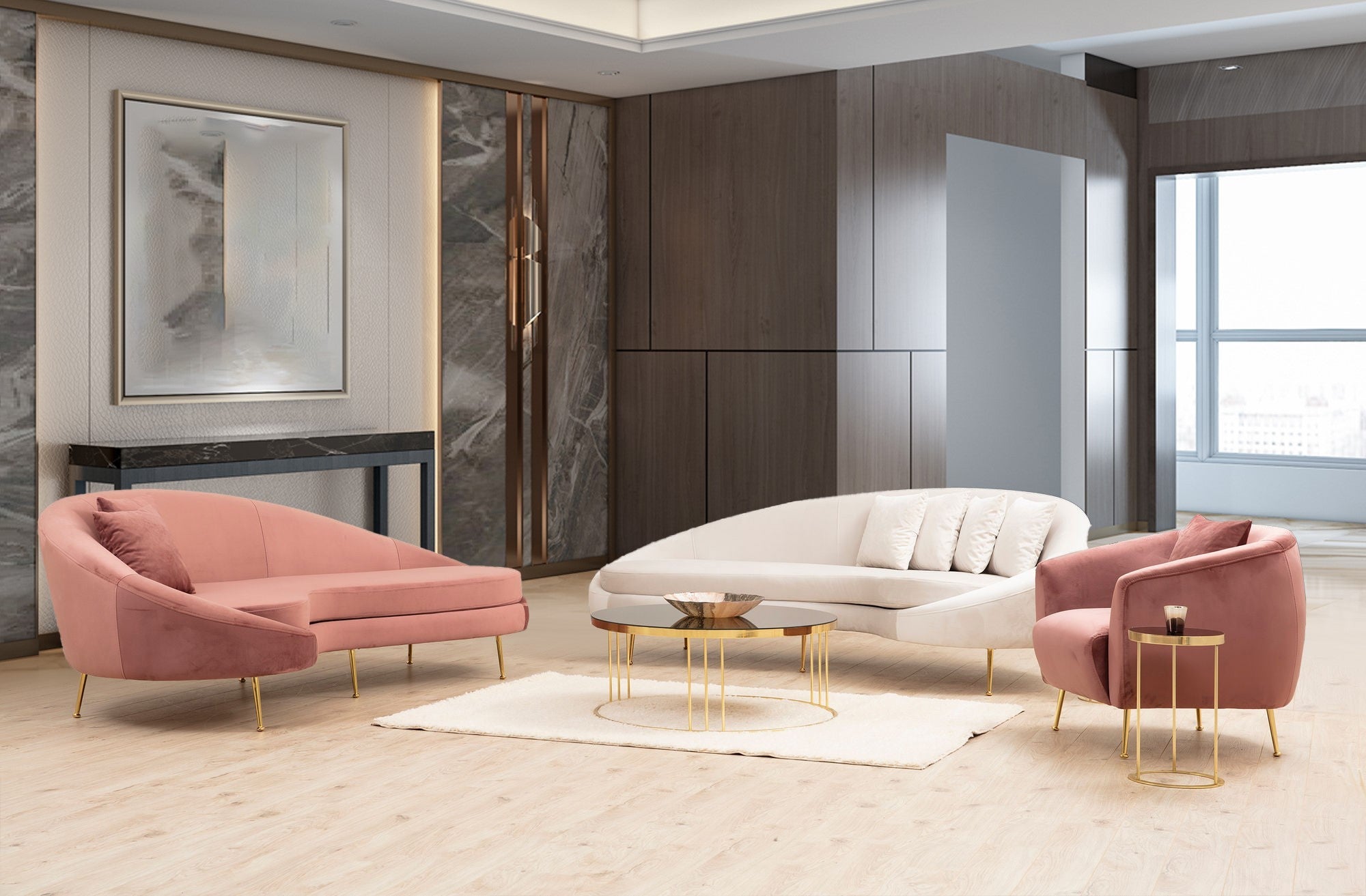 Eses Left - Rosa 3-sits Soffa
