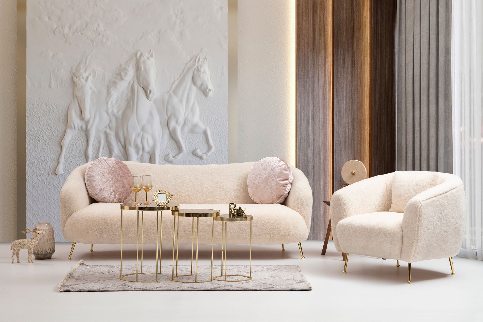 Istiridye - Beige 3-sitssoffa