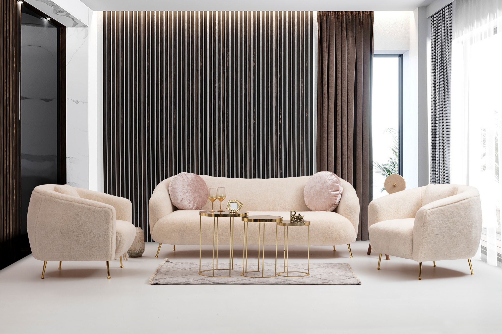 Istiridye - Beige 3-sitssoffa