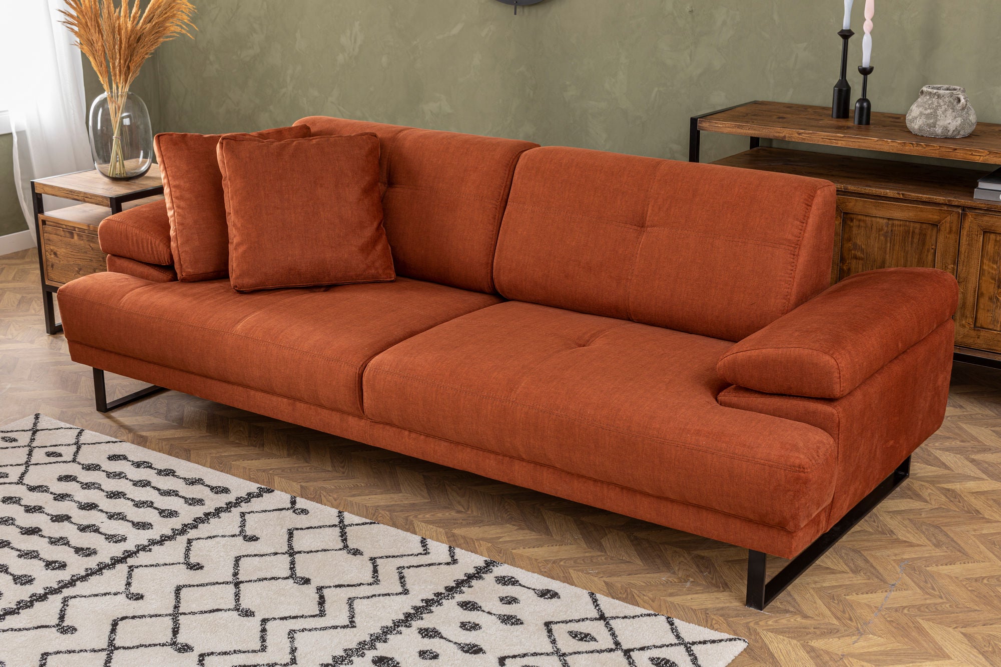 Mustang - Orange 3-Sits Soffa-säng