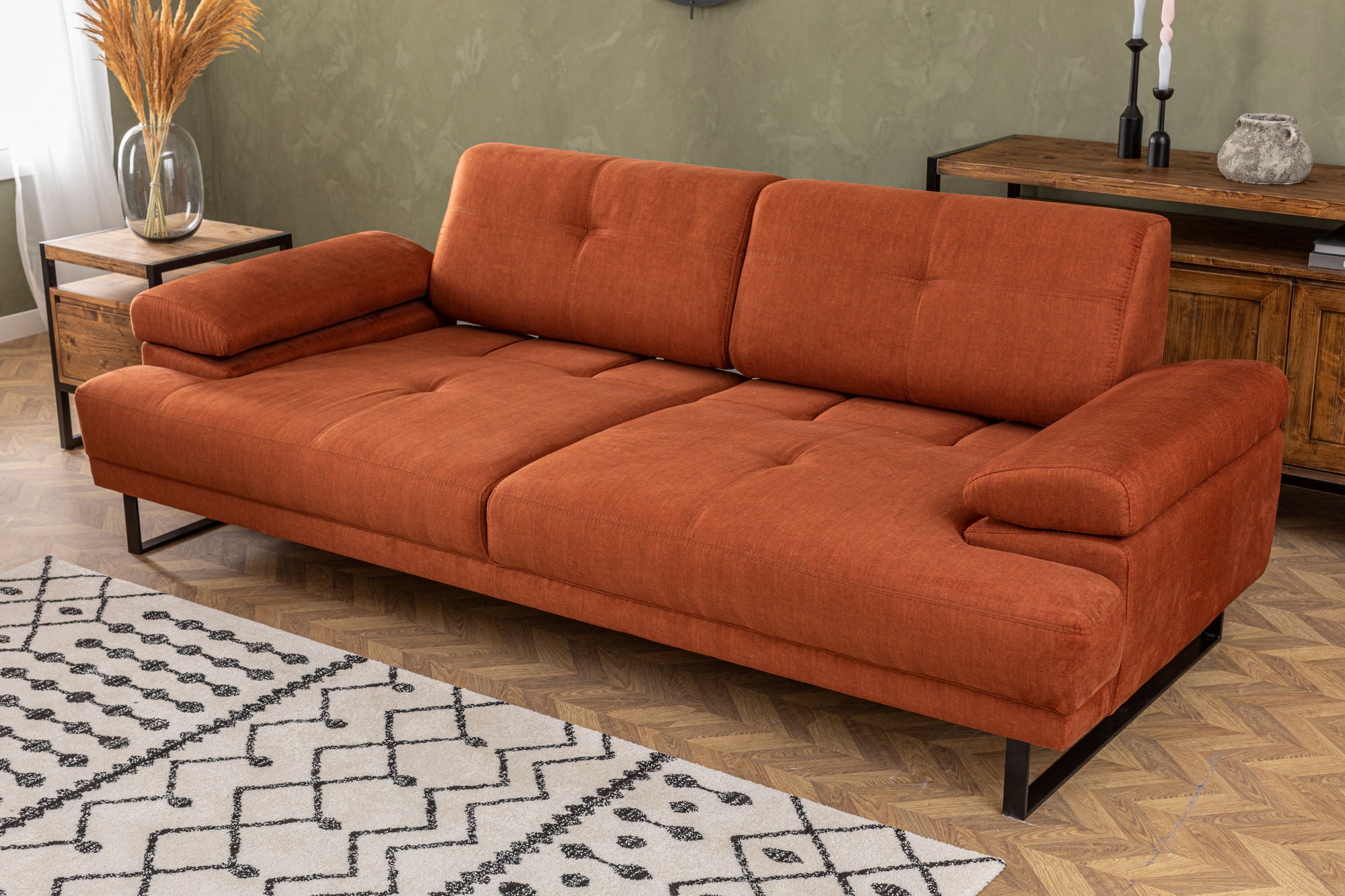 Mustang - Orange 3-Sits Soffa-säng
