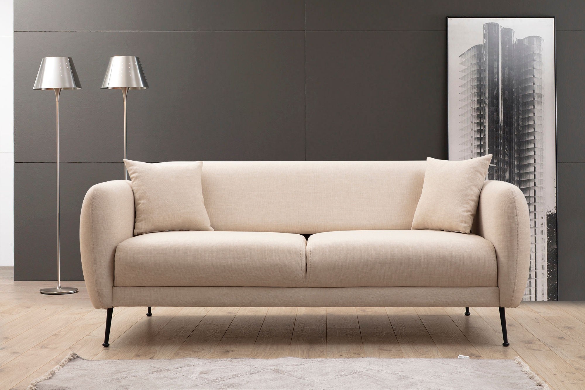 Sevilla - Beige 3-sitssoffa-bädd