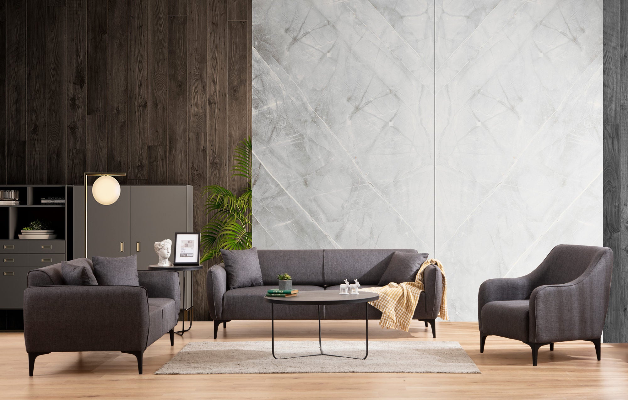 Belissimo - Mörkgrå 3-sitssoffa