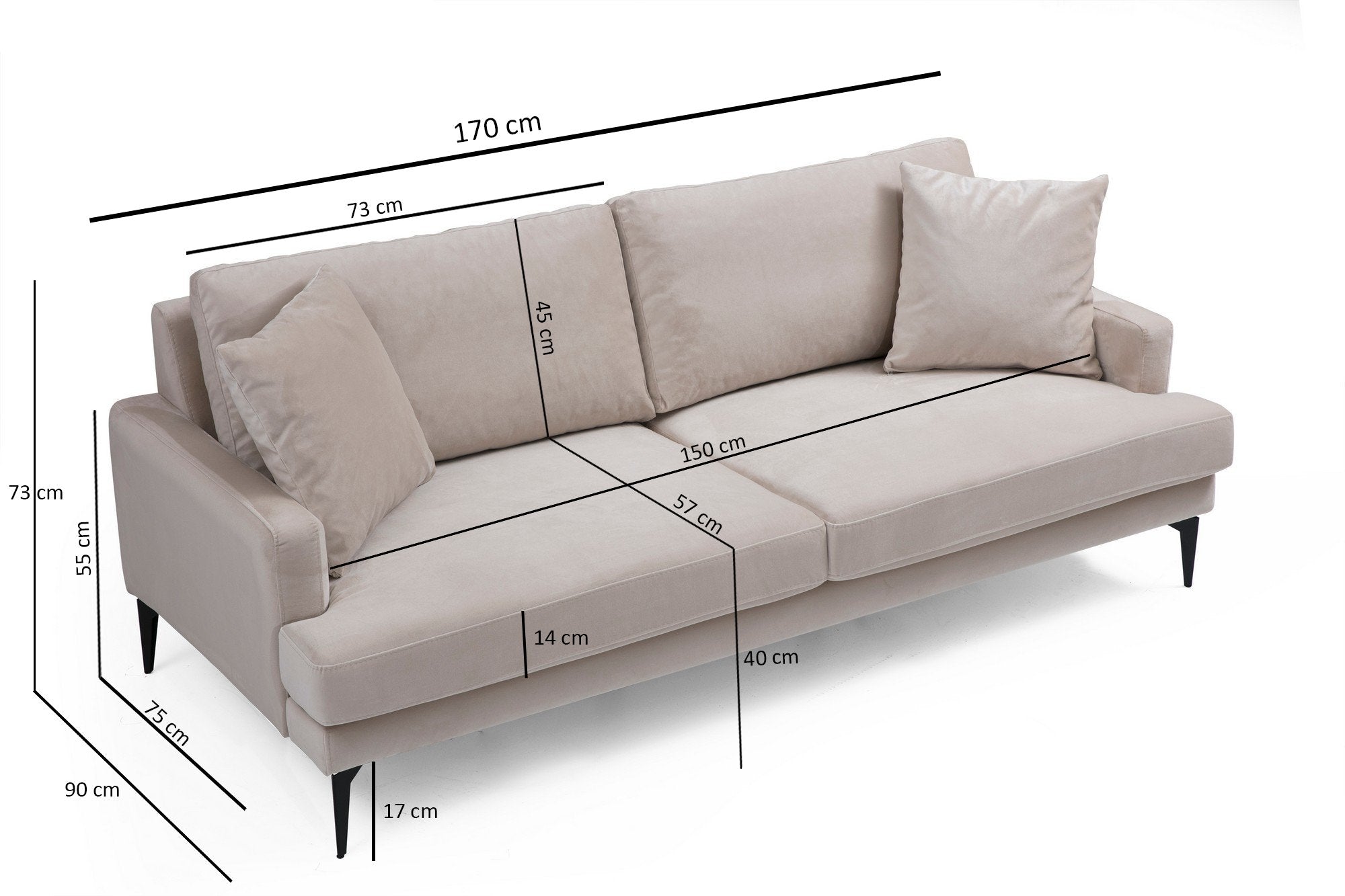Papira 2 Sits - Beige 2-Sits Soffa