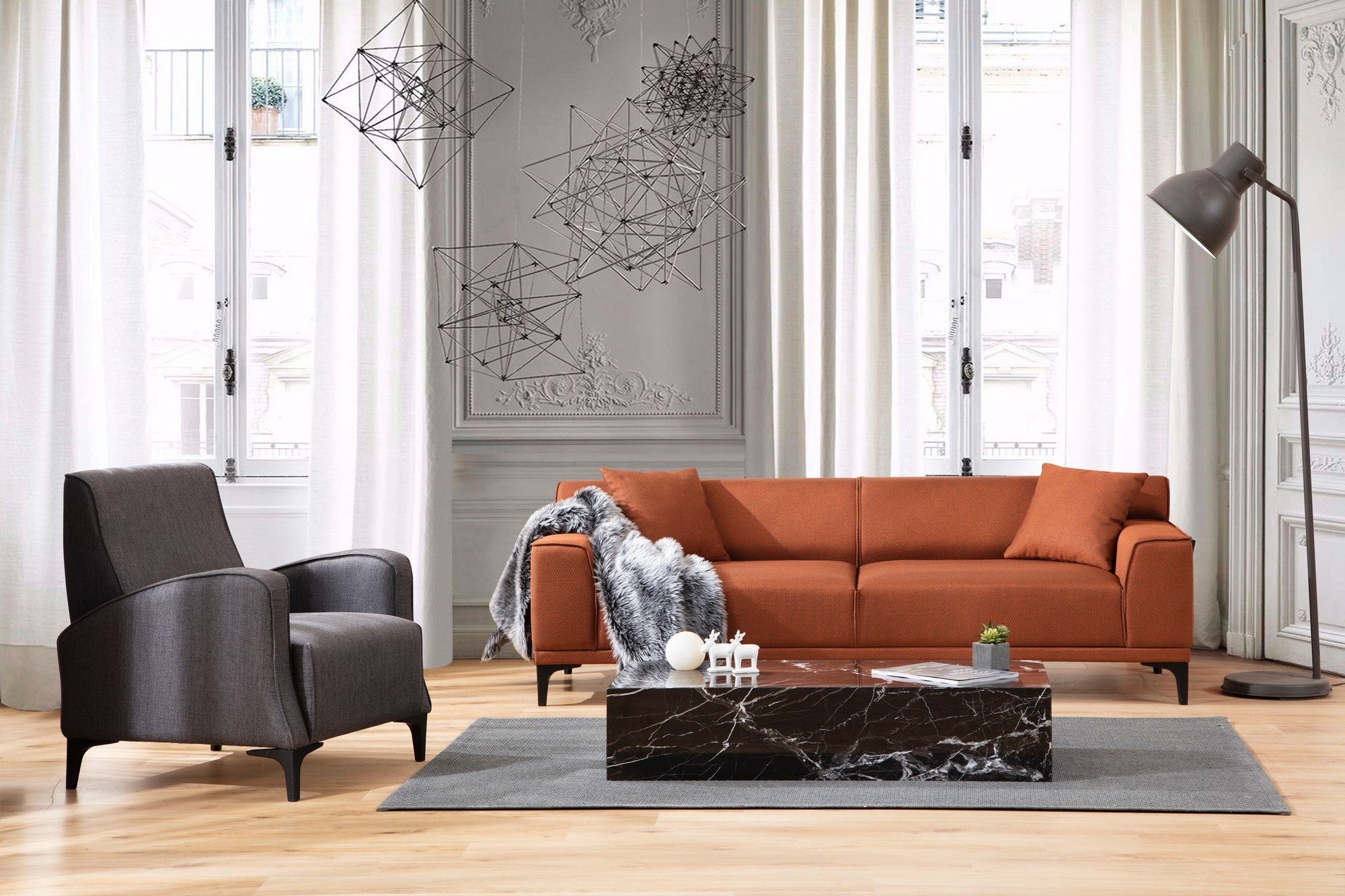 Petra 3 - Orange 3-sitssoffa