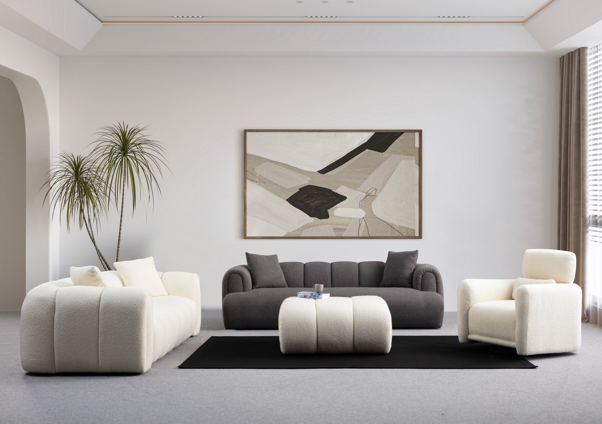 Puffy 3 Plain - Antracit 3-Sits Soffa