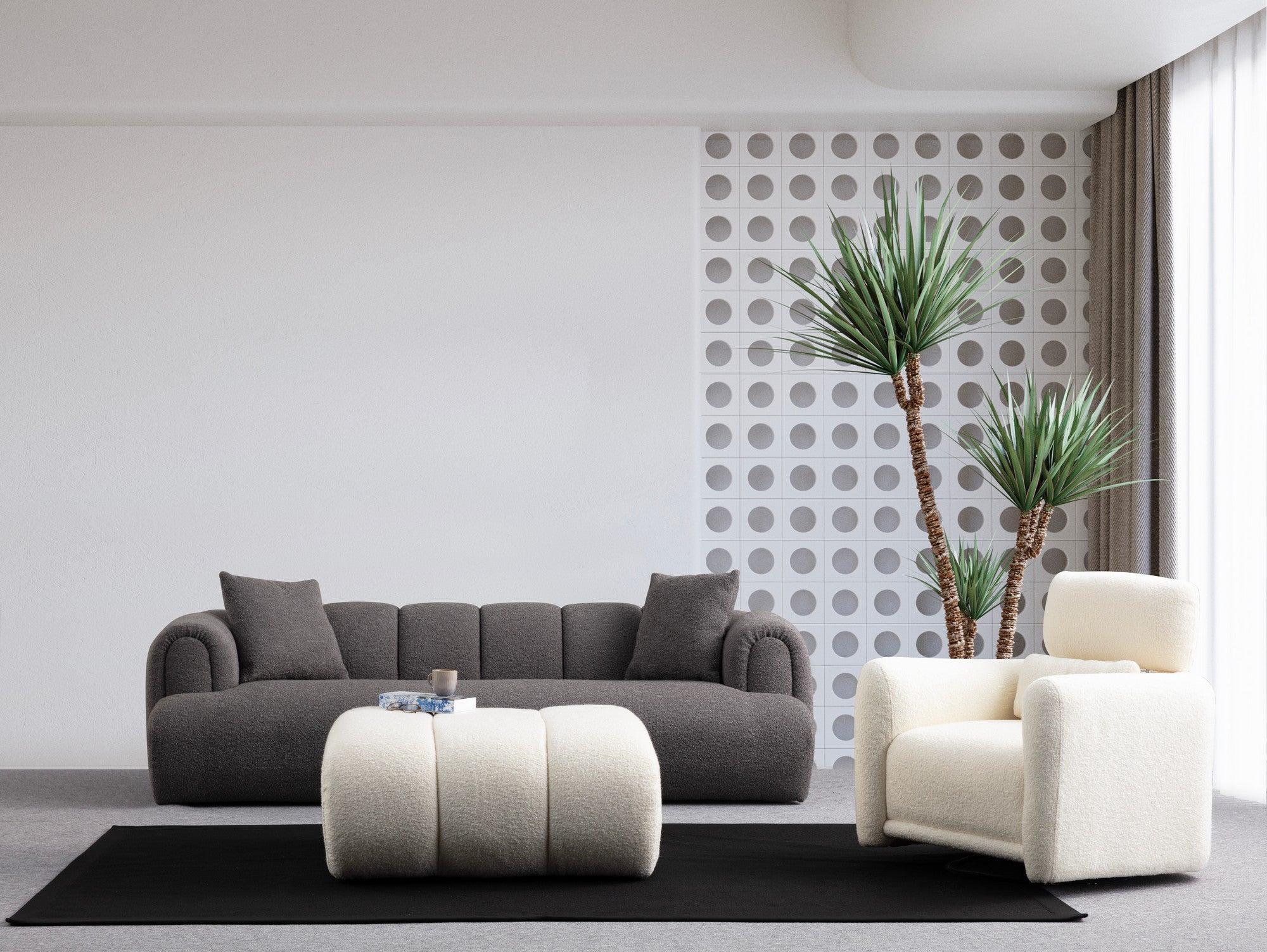 Puffy 3 Plain - Antracit 3-Sits Soffa
