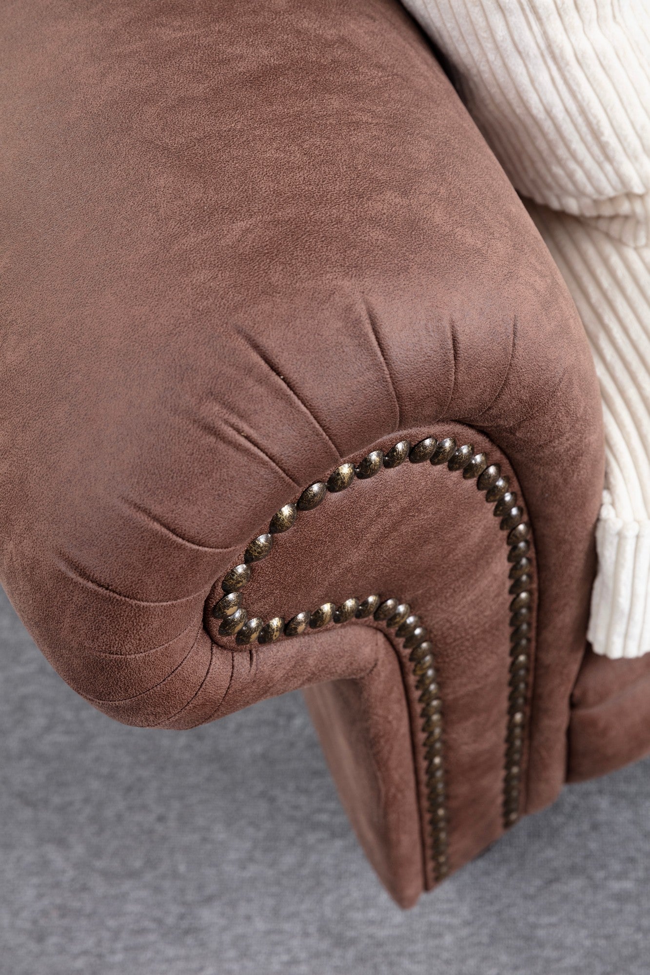 Fresno 3 - Brun, Vit 3-sits soffa