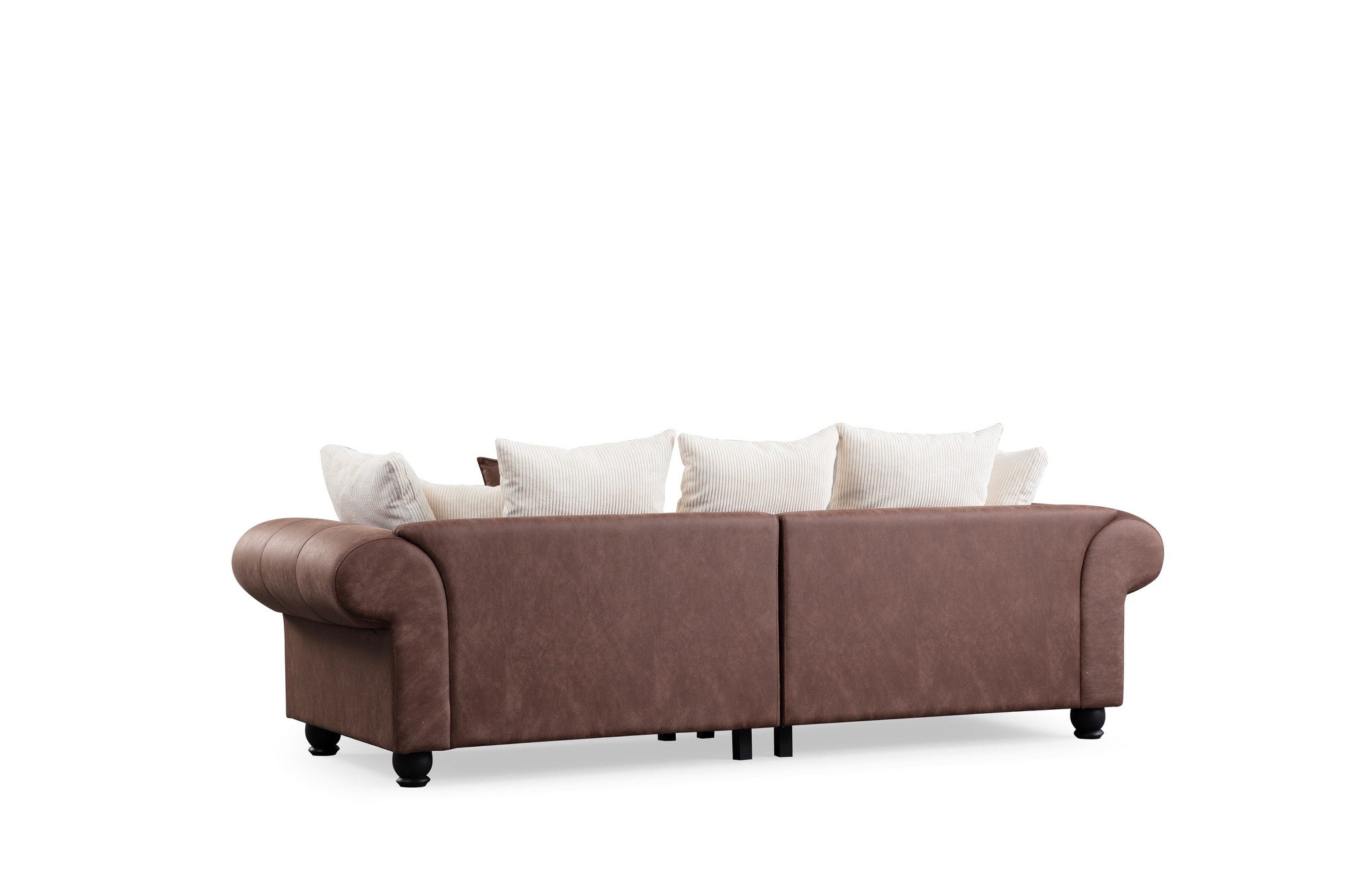 Fresno 3 - Brun, Vit 3-sits soffa