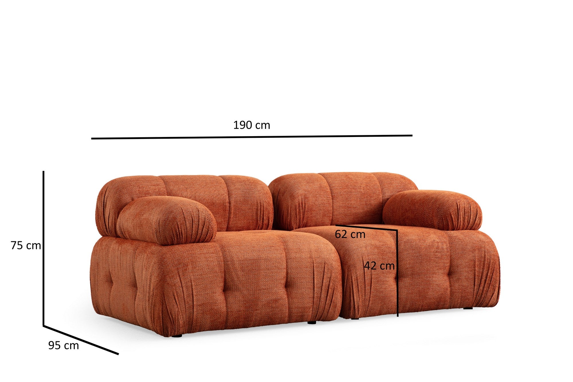 Petite 2 - Orange 2-Sitssoffa