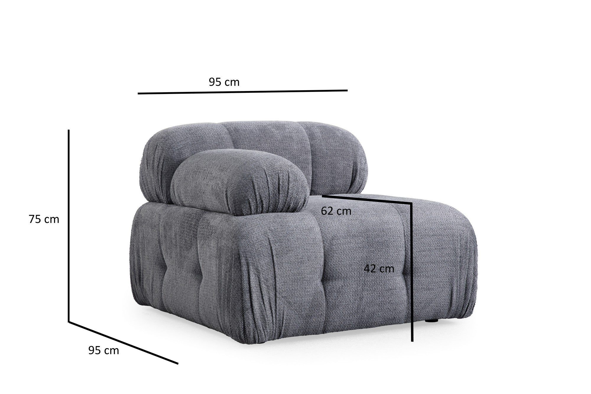Petite 3 - Grå 3-Sitssoffa