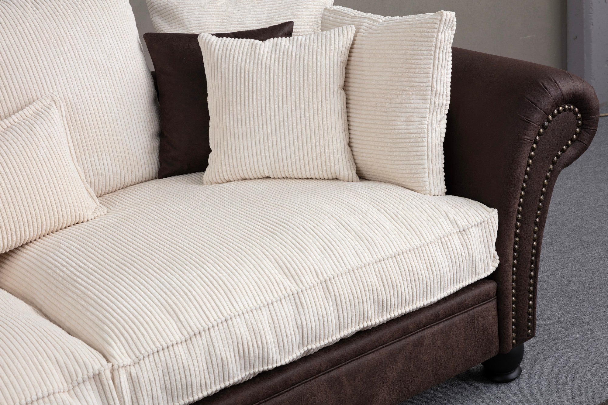 Lawrence Lounge - Brun, Vit 3-sits soffa