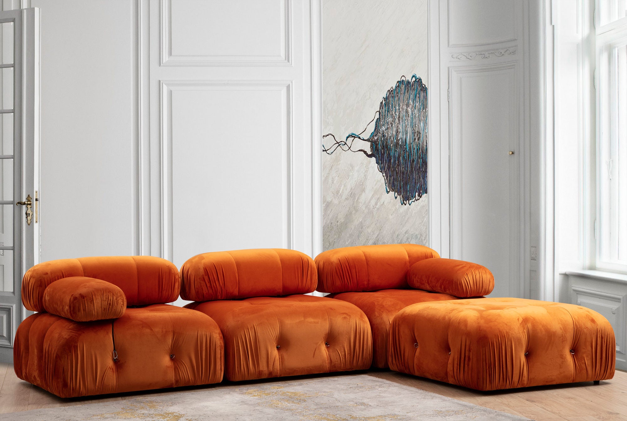 Bubble Corner ( L1-O1-1R -Puf) - Orange hörnsoffa