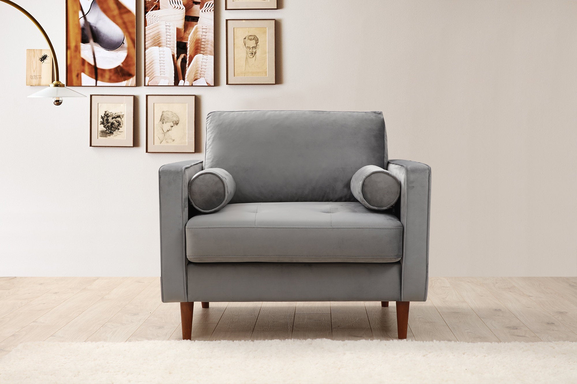 Rome - Light Grey Wing Chair