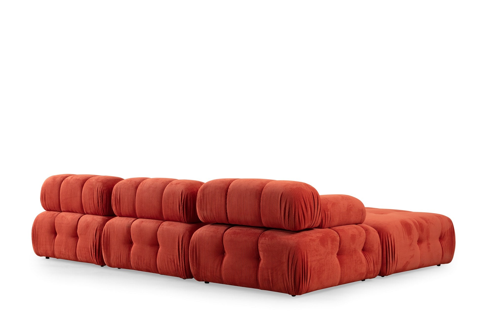 Doblo 3-sits med puff ( L1-O1-1R-Pouffe) - Röd Hörnssoffa