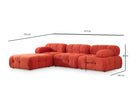 Doblo 3-sits med puff ( L1-O1-1R-Pouffe) - Röd Hörnssoffa