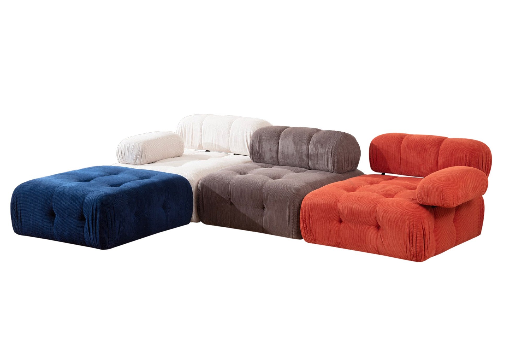 Doblo 3-sits med puff ( L1-O1-1R-Pouffe) - Multicolor Hörnssoffa