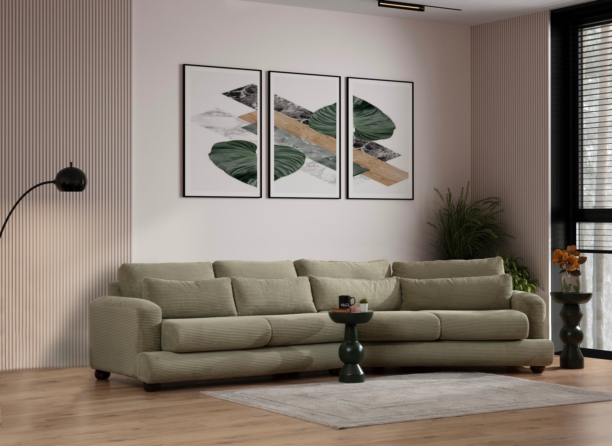 River 4 Sits Höger (L2-Xc Right) - Grön 4-sits soffa