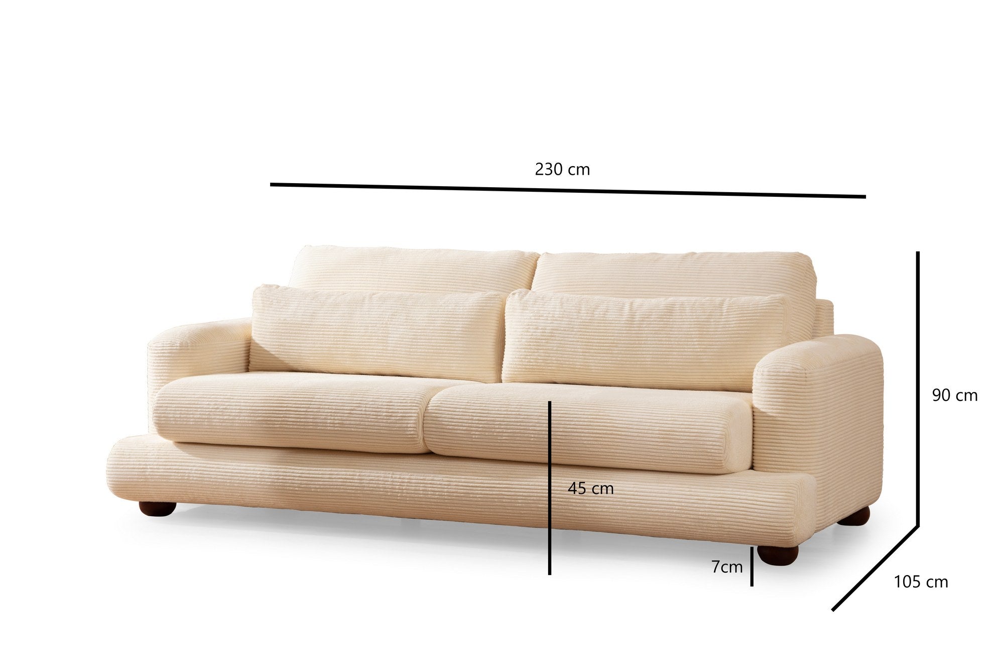 River - Beige 3-sitssoffa