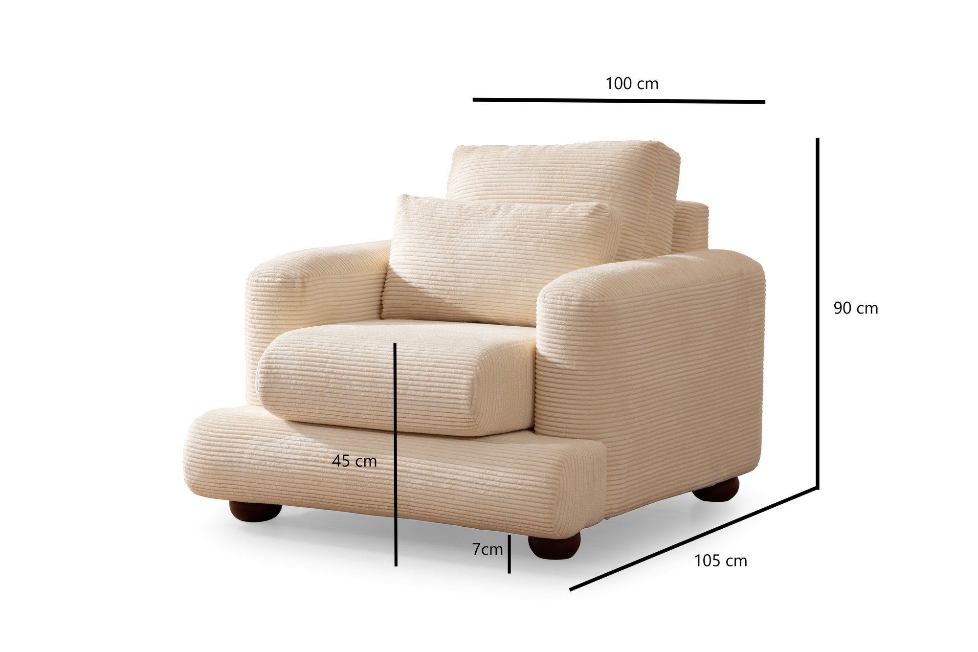 River - Beige 1-Seat Sofa