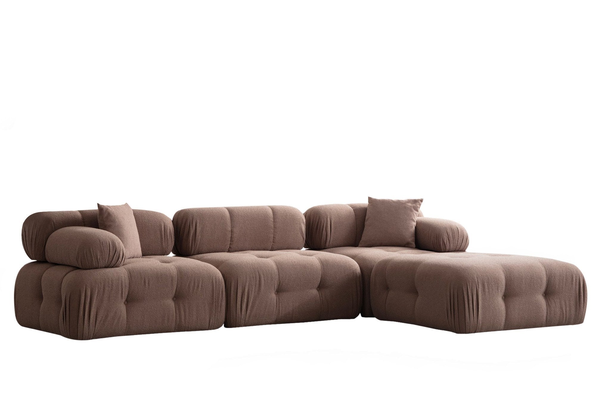 Doblo 3 Sittande med Puff (L1-O1-1R-Puff) - Cappuccino Hörnsoffa
