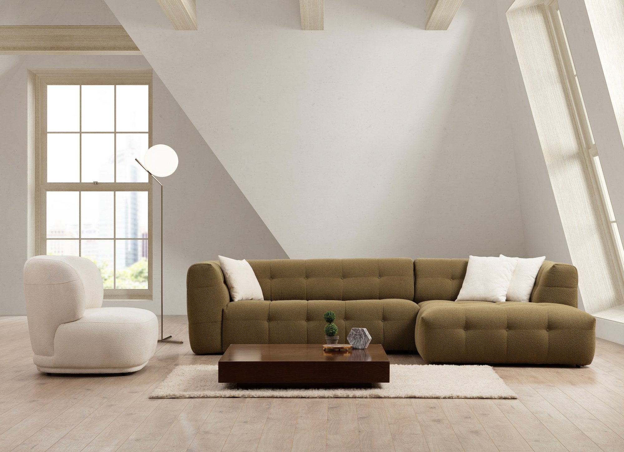 Cady 3 Sits Höger - Khaki Hörnssoffa