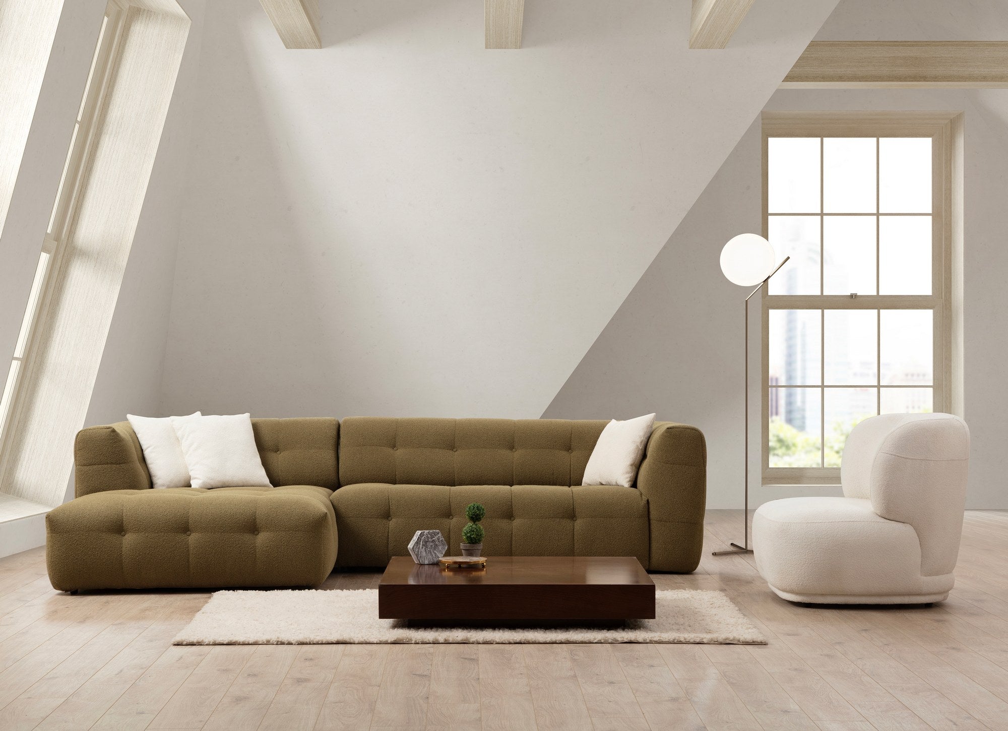 Cady 3 Sits Vänster - Khaki Hörnssoffa